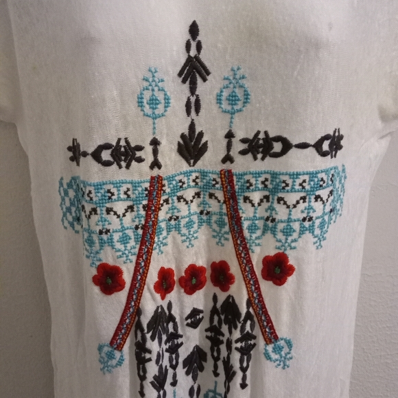 Johhny Was White Embroidered Linen Dress Xtra Smal - Picture 2 of 6